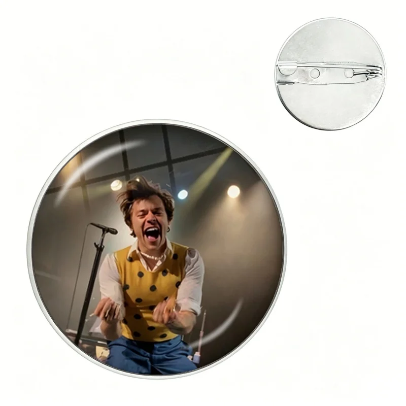 H-HaRRy Music Styles Glass Badges Button Round Creative Pin Brooch Badge Bag Decor Accessories Fans Collect Friends Gifts