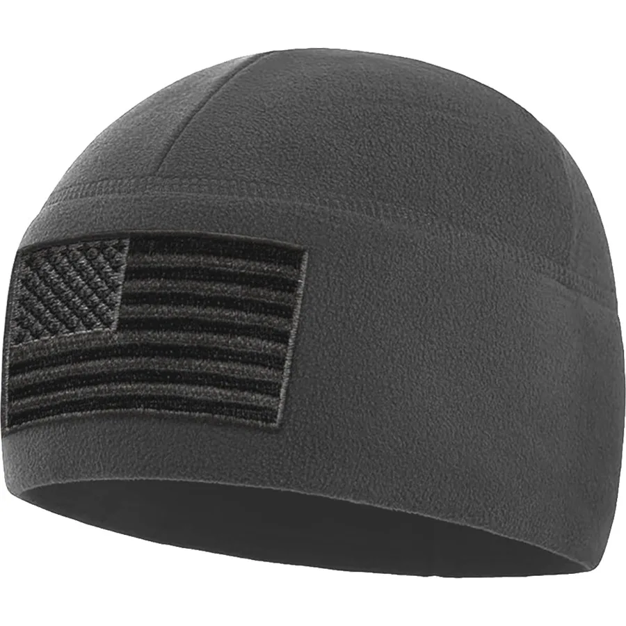 

Tactical Beanie Hat - American Flag Fleece Winter Watch Cap - Military Hats for Men - Mens Army Beanies