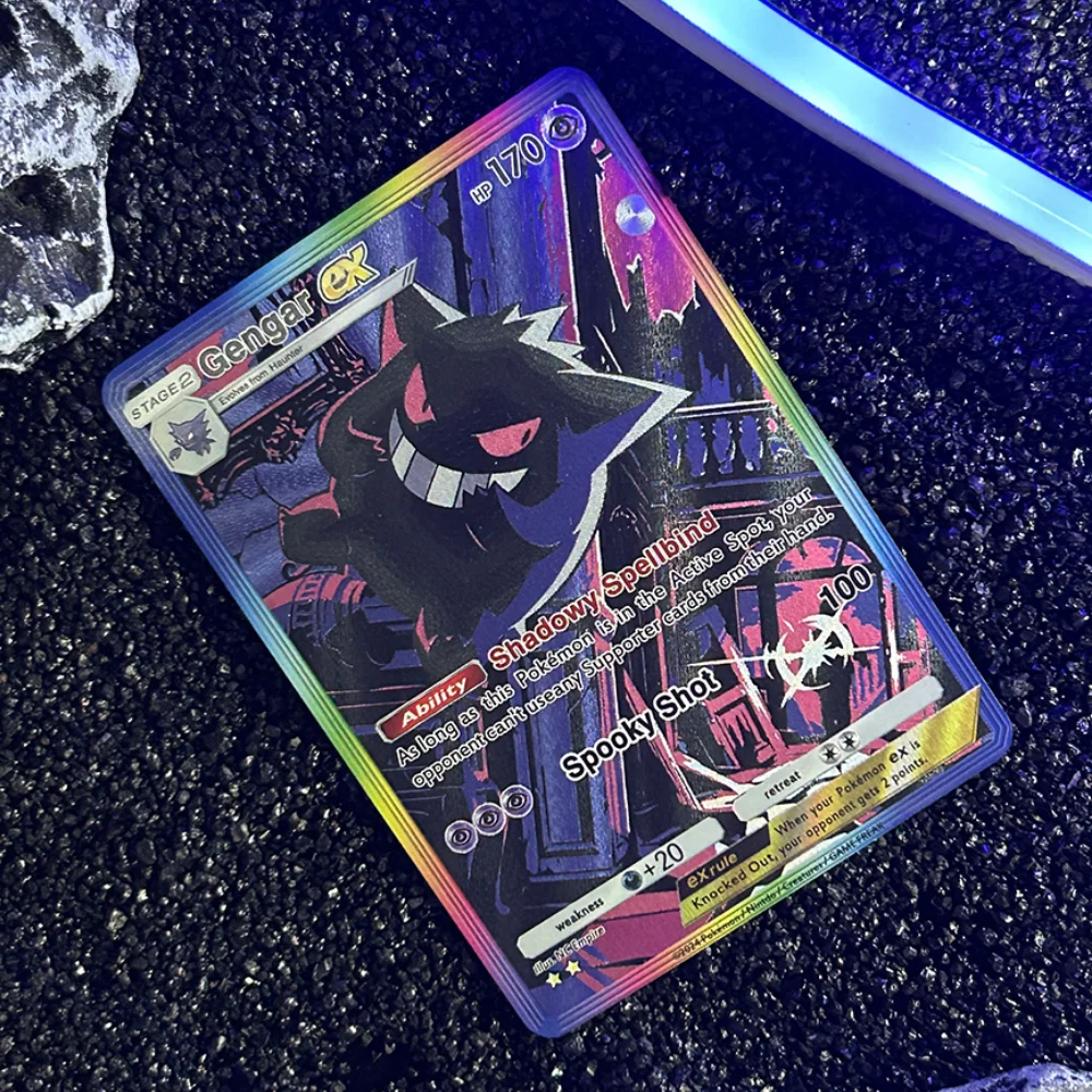 Diy ptcg coleção cartões gengar cartão de energia genética flash grosso colorself madesingle cartão clássico cartão de jogo presente