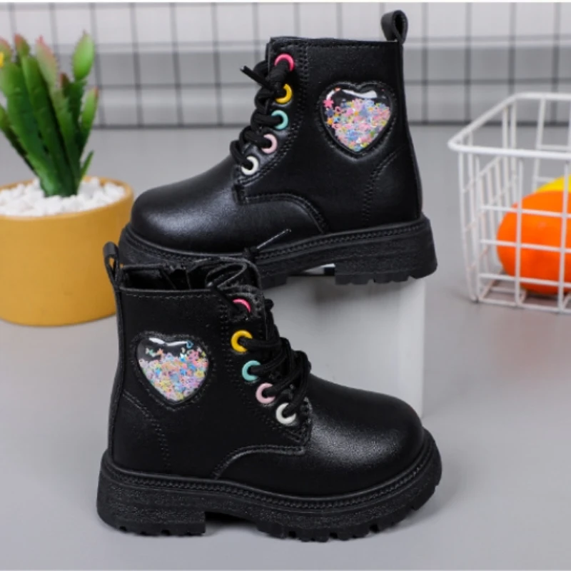 Zapatos Niña Kid Leather Boots 2023New Girl Ankle Boot Anti Slip Boy Single Boots Medium Small Child Short Boot Casual Kid Shoes