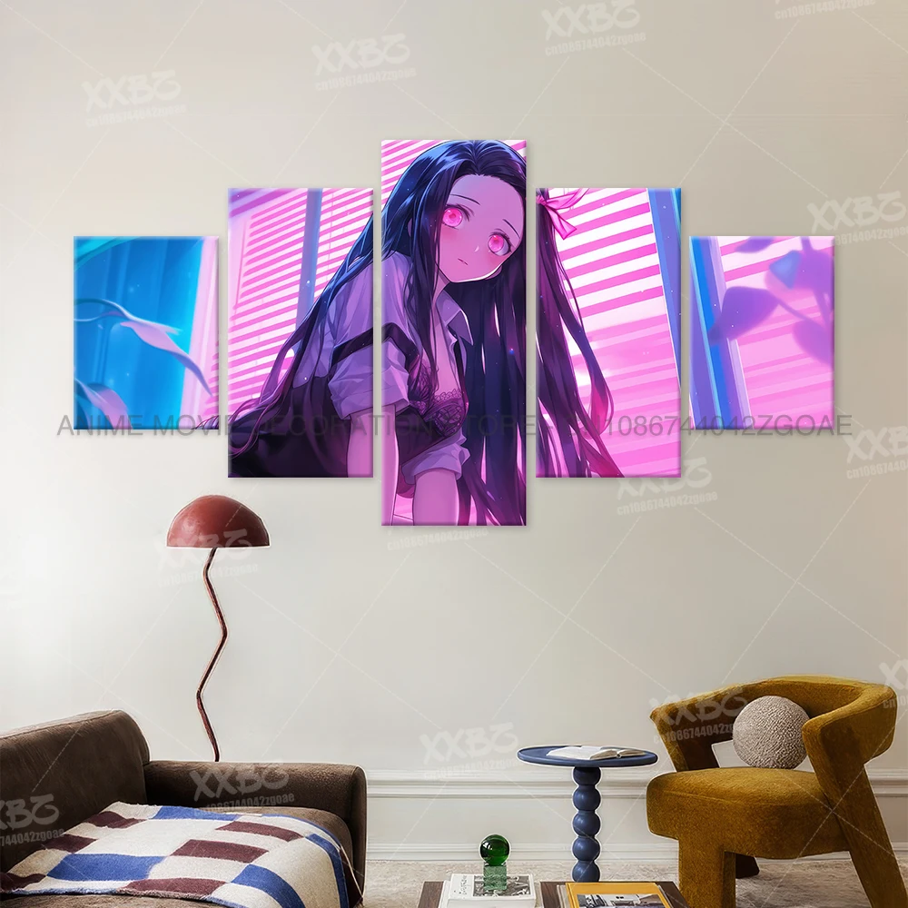 Dämonentöter Kamado Nezuko Charakter Wandkunst Bilder Drucke Poster Home Decor Anime Leinwand Innengemälde Zimmer rahmenlos – Detail 6