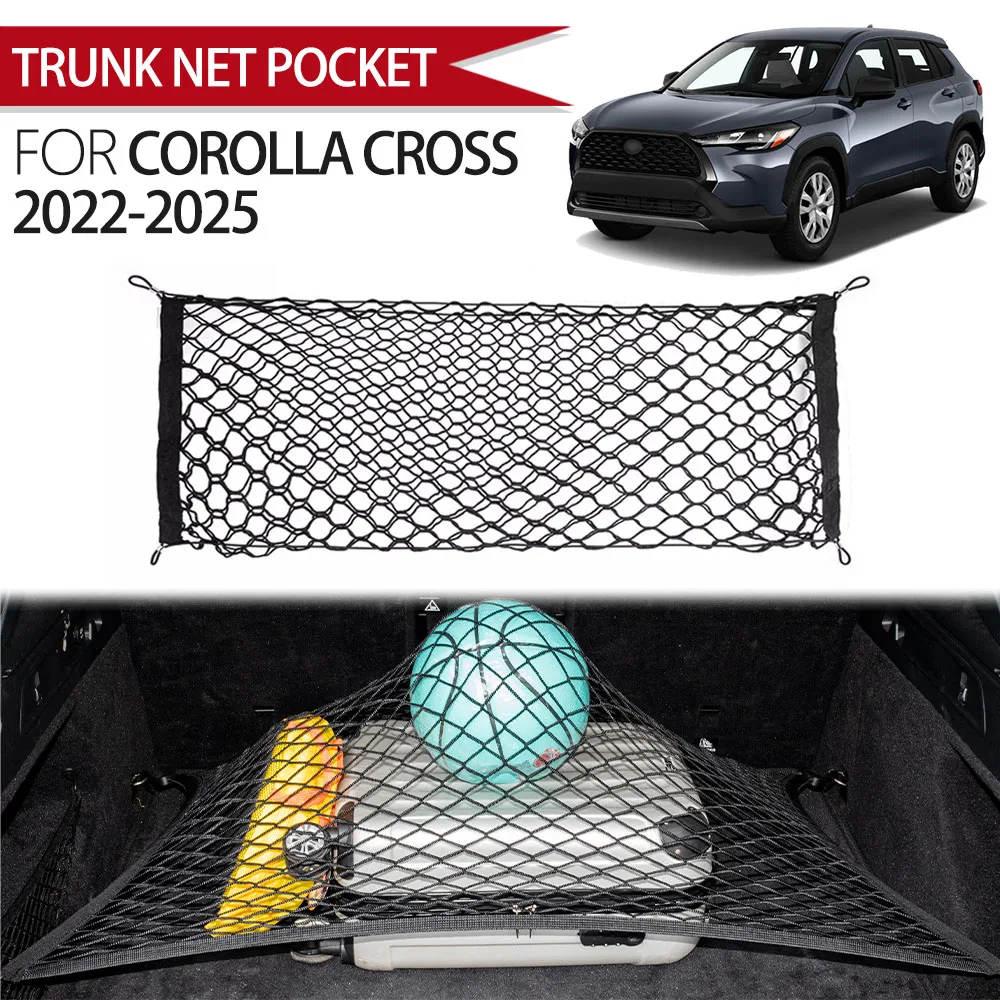 

For Toyota Corolla Cross 2022-2025 Cargo Net Trunk Organizer, Elastic Mesh Storage Net Car Accessories Storage Belt Hook