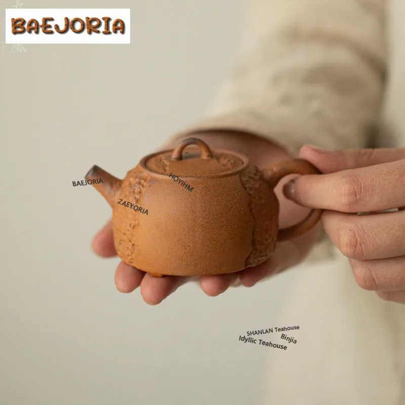 100ml Coarse Pottery Old Rock Clay Teapot Elegant Tea Infuser Pot Tea Brewing Kettle With Filter Drinkware Supplies Collection