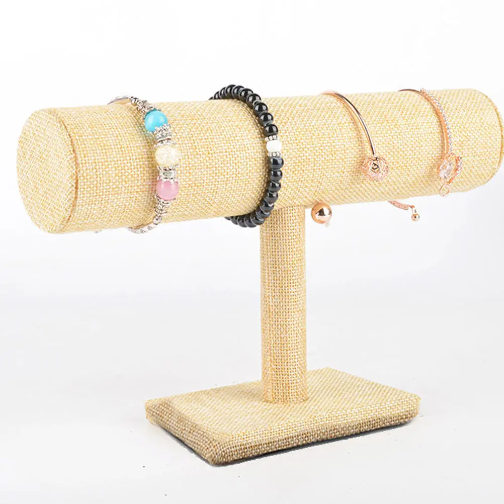 2Pcs Bracelet Display Stand Linen Jewelry Organizer Single Tier Rack for Home Shop Storage Protection Jewelry Display Stand