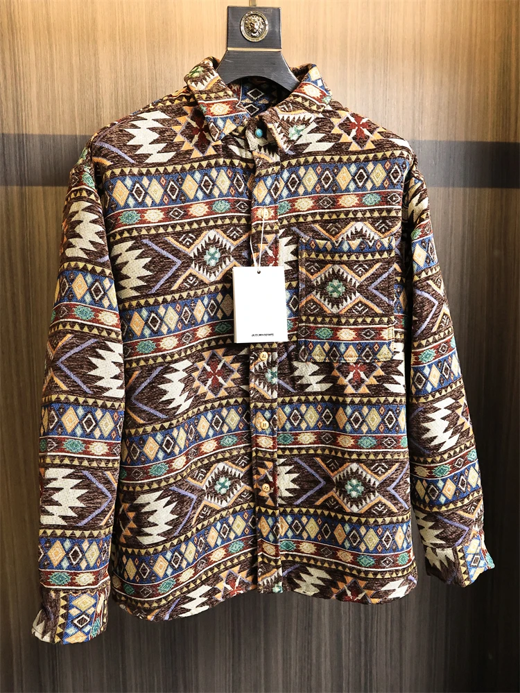 

Этническая вышивка в стиле барокко, теплая модная куртка с воротником для мужчин, модная осенне-зимняя смесь хлопка