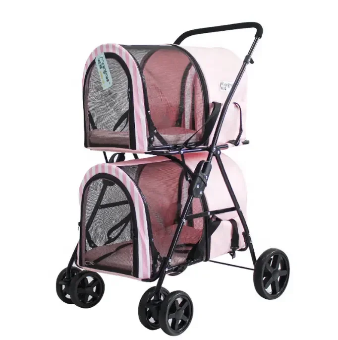 

z Factory Luxury Foldable Dog Stroller Double Pet Cat Stroller 4 Wheeler for Cats and Dogs Wholesale