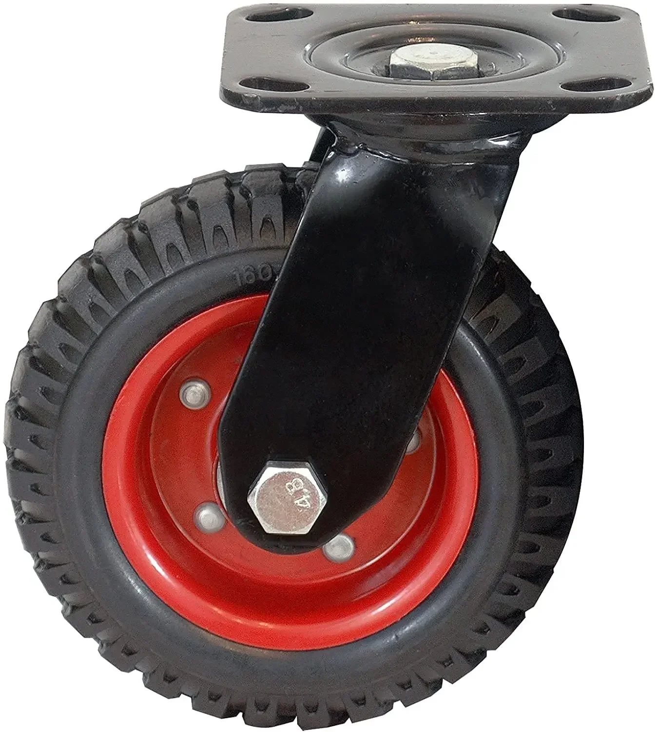 8 Inch Caster Wheels Set of 8, Heavy Duty Swivel Plate Casters with Rubber Knobby Tread for Workbench, Dolly, Cart, Trolley, Wag