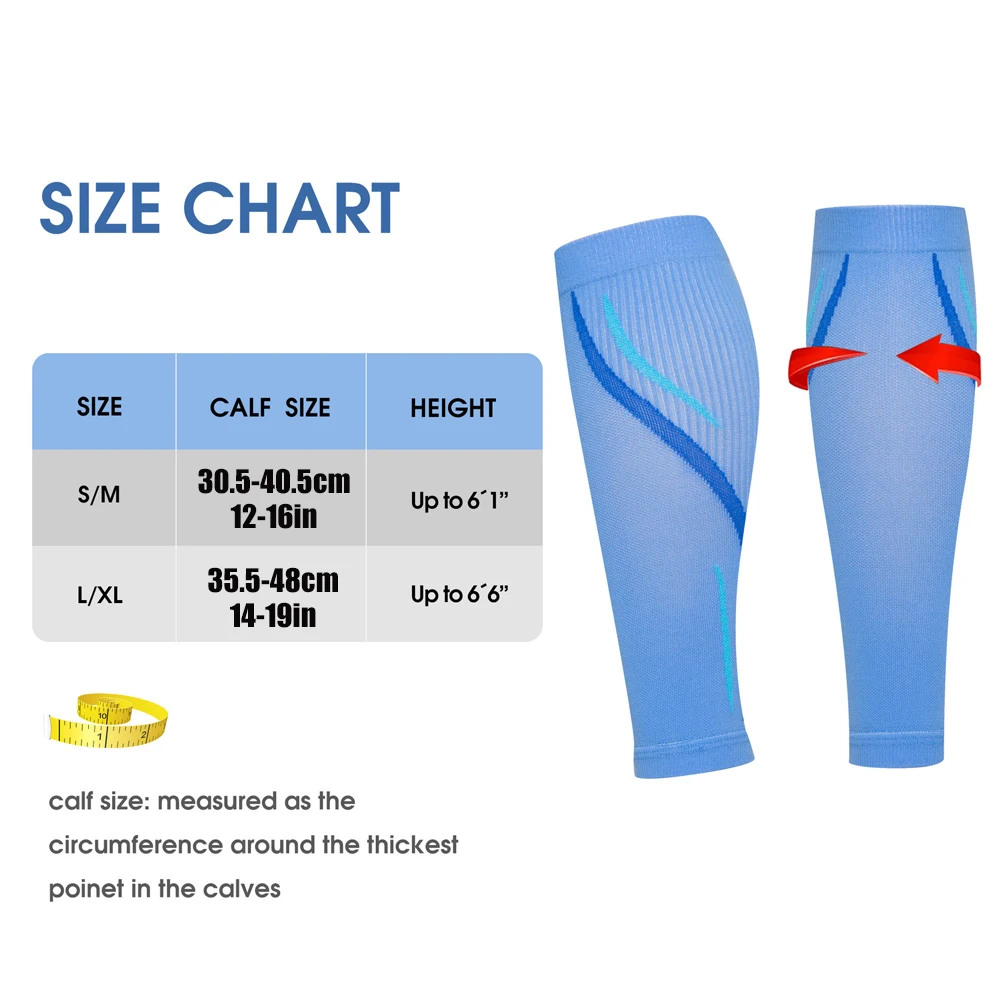 1Pair Calf Compression Sleeves for Men & Women (20-30 MmHg), Leg Compression Sleeve Footless Compression Socks for Running