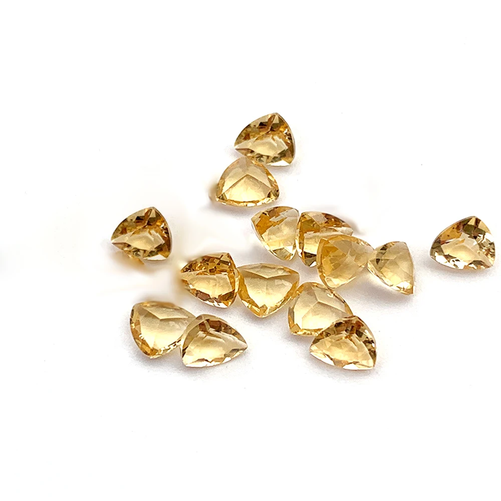 20pcs Natural Citrine Stone Good Quality Trillion 4mm To 7mm Facet Cut Semi-Precious Loose Gemstone For Jewelry Setting