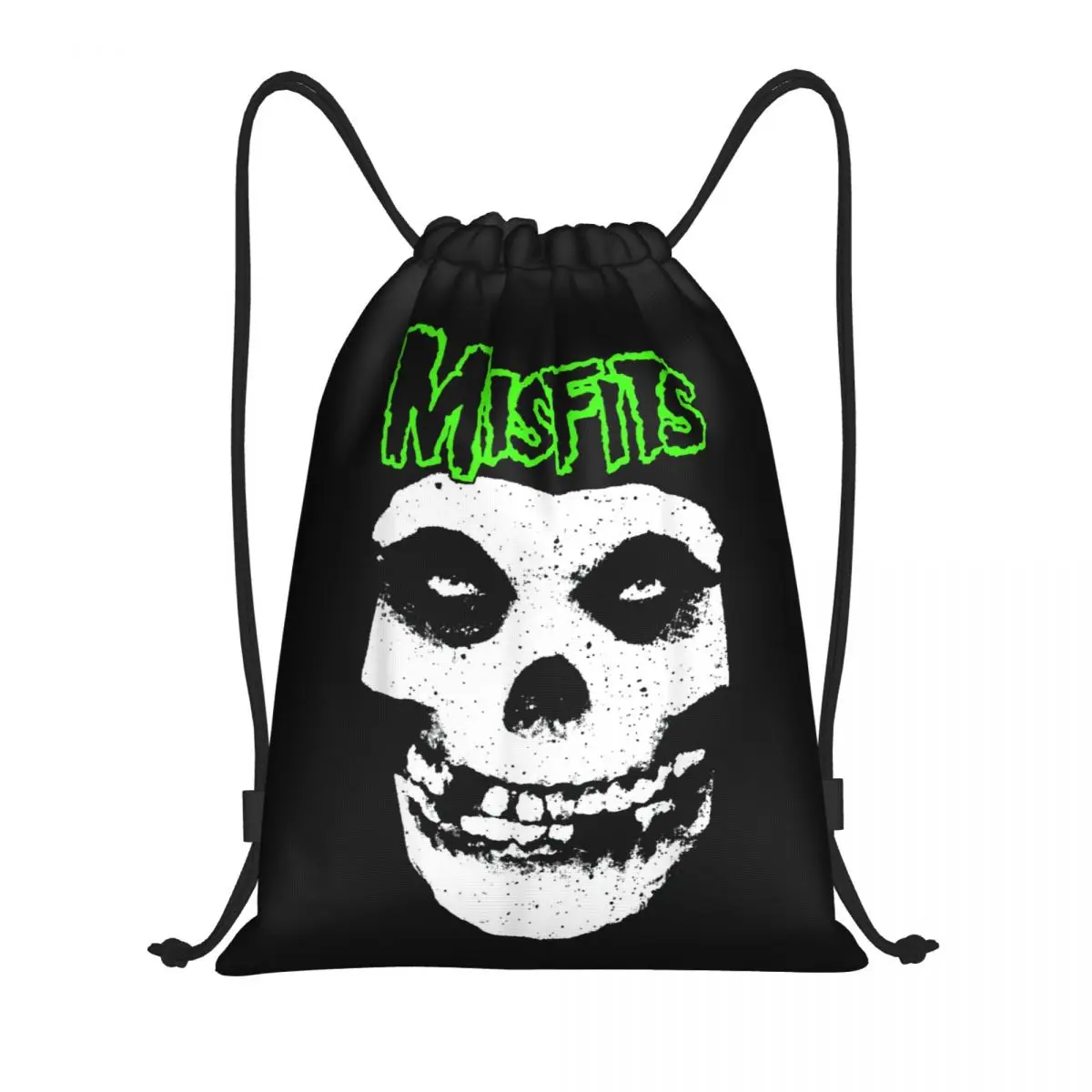 

Misfits Green Skull Drawstring Backpack Gym Sports Sackpack Heavy Metal String Bags for Cycling