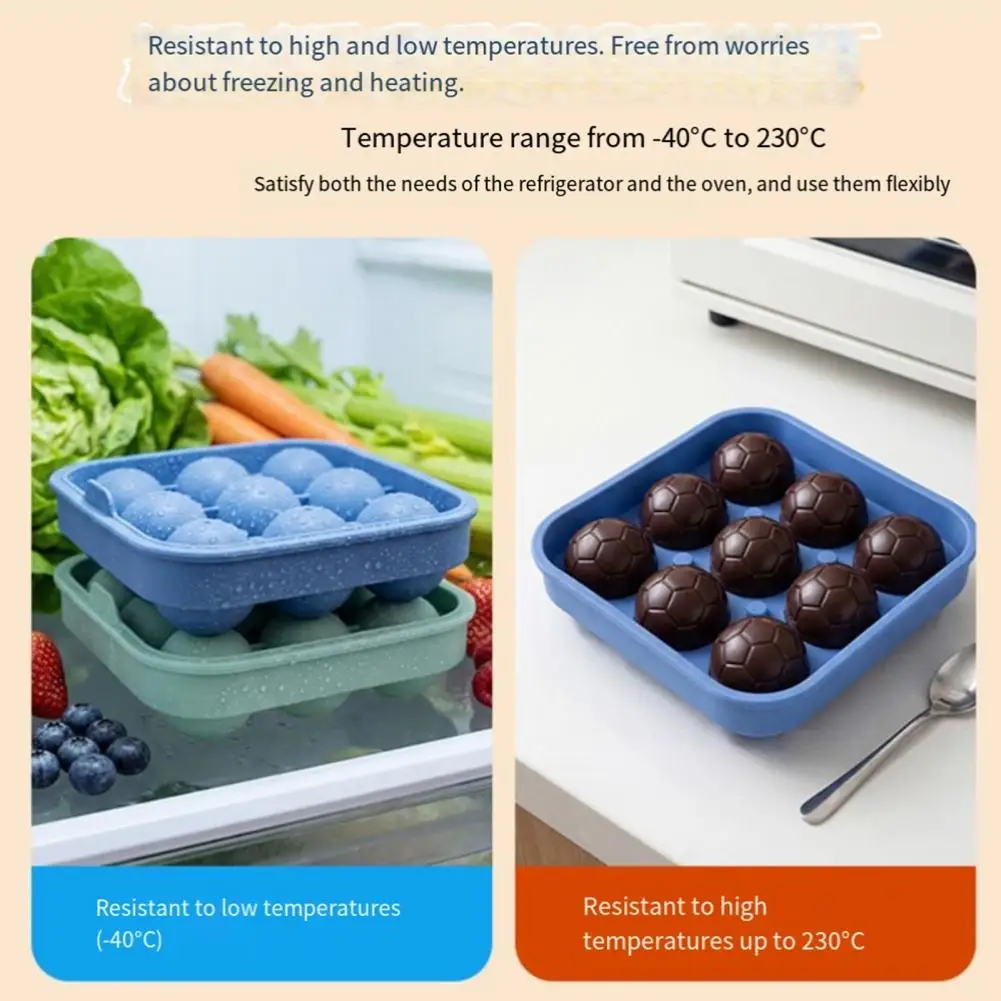 Silicone Ice Ball Tray Football Shaped Ice Cubes Football-shaped Silicone Ice Cube Mold Dust-proof Water-draining for Parties