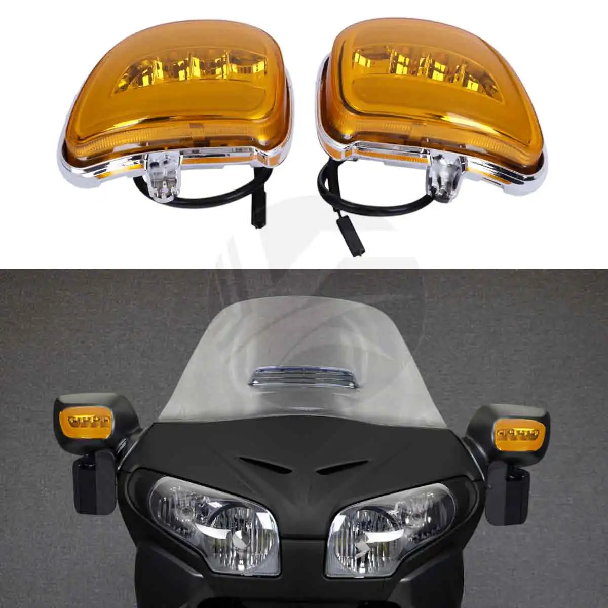 

Left & Right LED Turn Signal Lights For Honda Goldwing GL1800 2001-2017 F6B 2013-2017 GW Gold Wing Side Mirrors Accessories