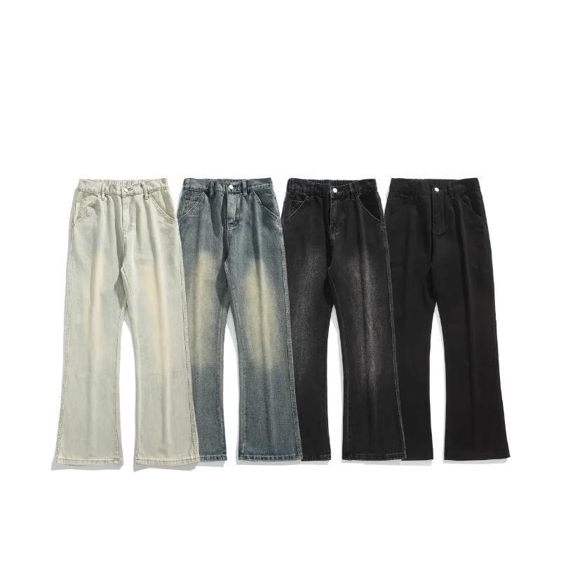 Dünne Jeans Lässige Mode Streetwear Hohe Taille Teen Unisex Gerade Hose Herbst Winter Männer Neue Klassische Breite Bein Denim Hosen