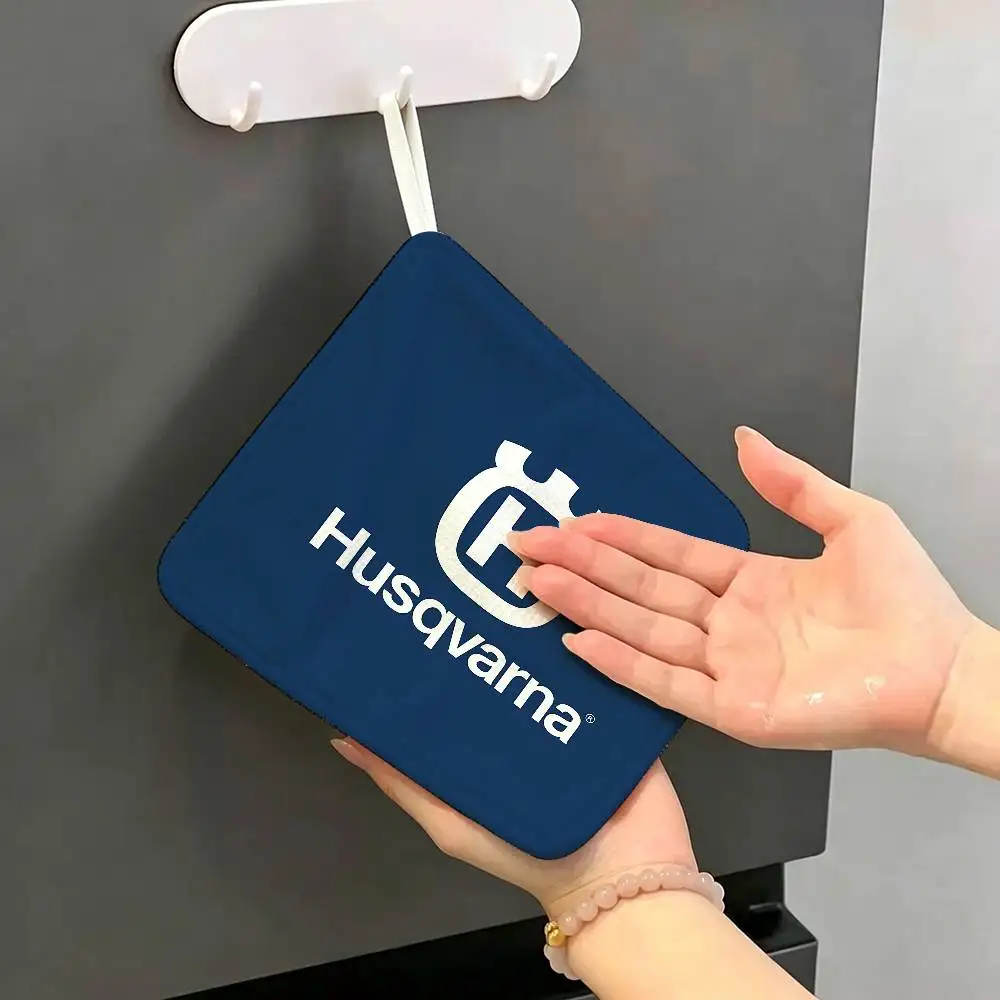H-Husqvarnas logo Multi-scene Polyester Cotton Towel, Hanging Hand Wiping Cloth for Kitchen Bathroom Hotel - view 4