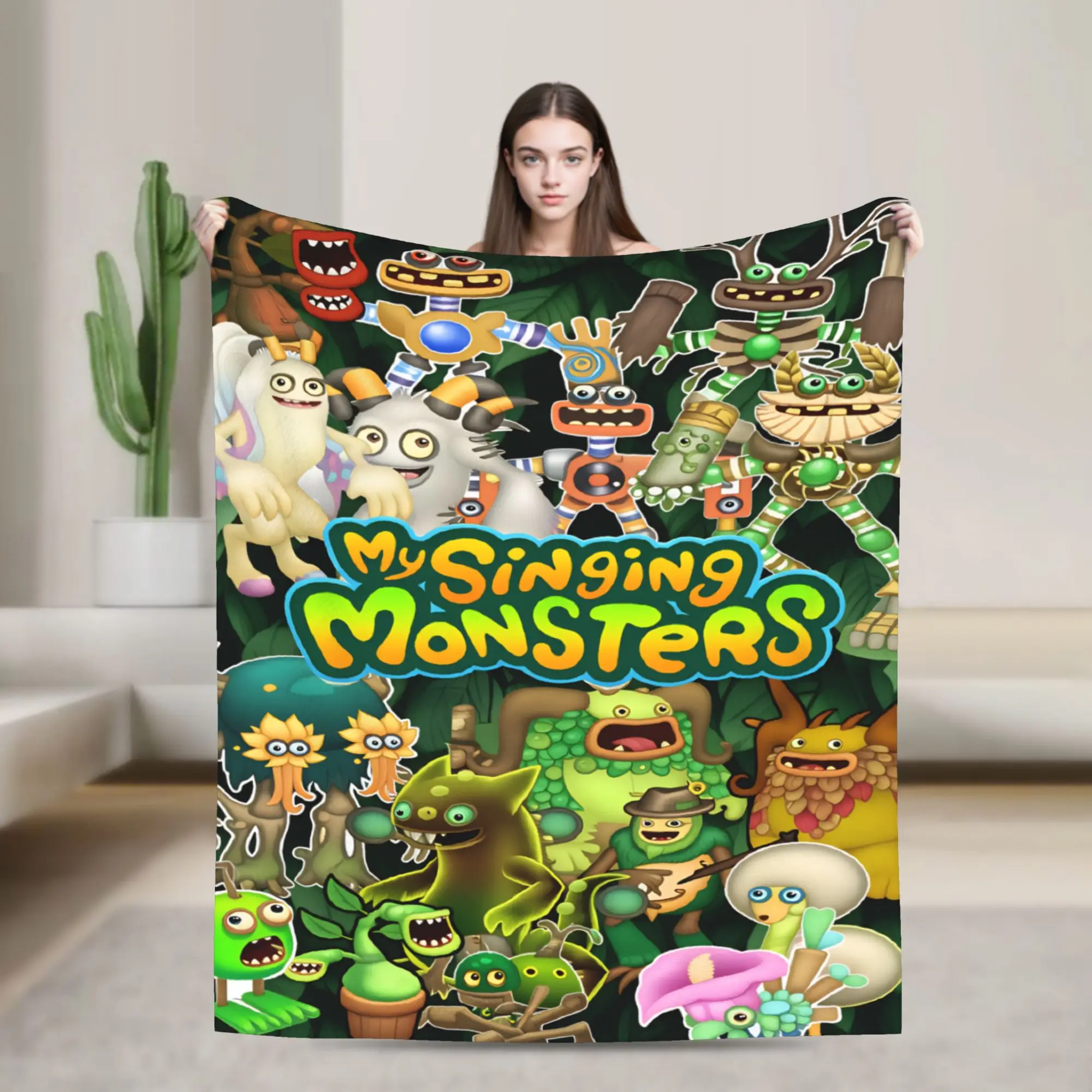 Super Warm Blanket Camping My Singing Monster Throw Blanket Video Game Cartoon Flannel Bedspread For Living Room Sofa Bed Cover
