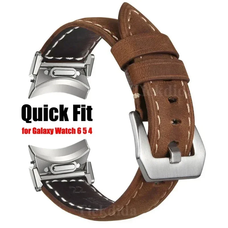 Quick Fit Leather Band for Samsung Galaxy Watch 6 5 4 40 44mm Watch 5 Pro 45mm 46mm Strap for Galaxy Watch 4 6 Classic 47mm 43mm