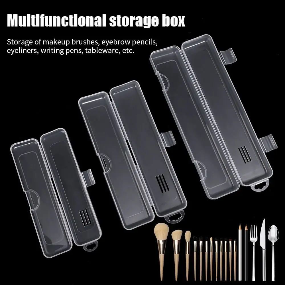 1Pcs Eyebrow Pencil Tableware Chopsticks Makeup Brush Storage Box Transparent Portable Plastic Box Organizer Multifunctional