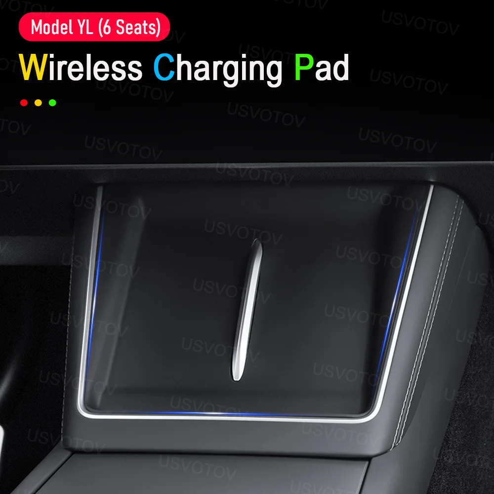 Wireless Charging Pad for Tesla Model YL Accessories 2026 Center Console Wrap Cover Silicone Anti-slip Armrest Protector Frame