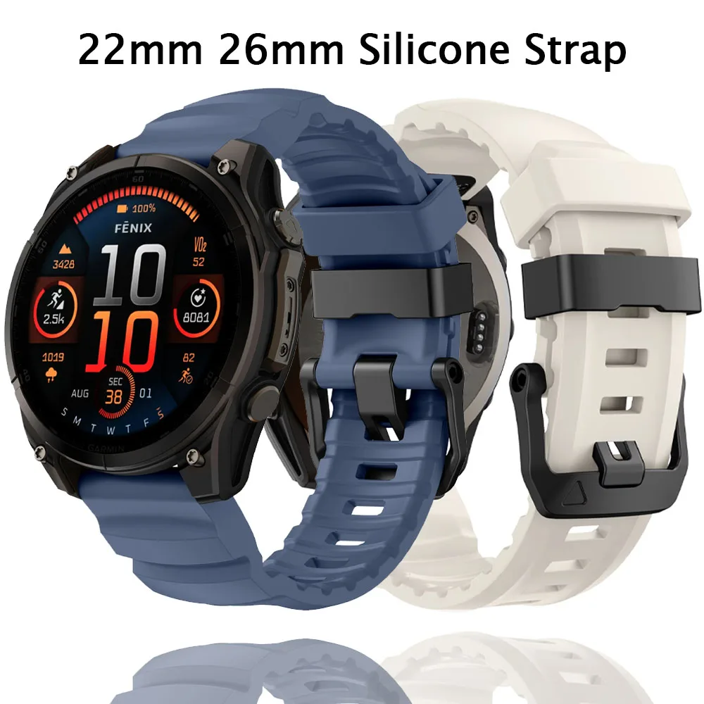 

Силиконовый ремешок 26/22 мм для Garmin Tactix 8, спортивный удобный ремешок для Garmin Fenix 8/7X Enduro 3/2 Forerunner 970-965/Instinct 3