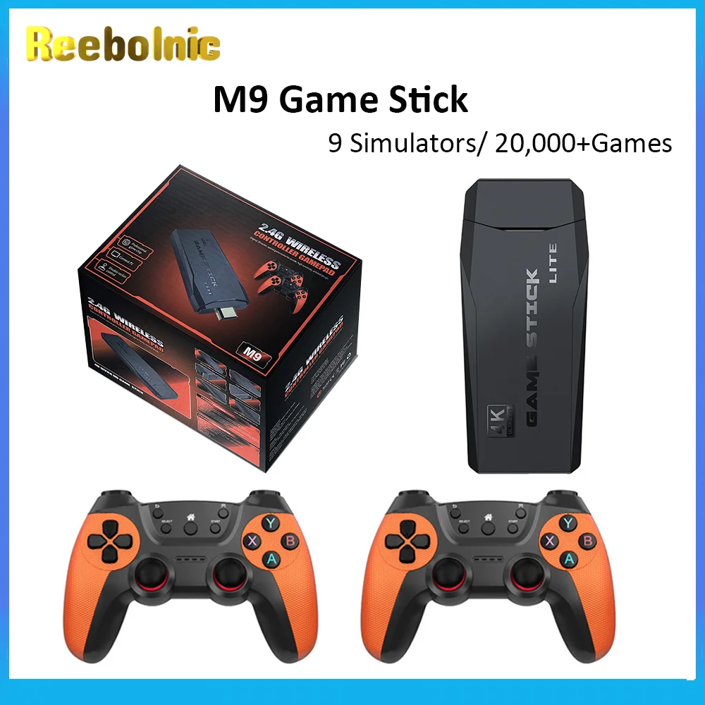 

Reebolnic M9 Game Stick 4K HD Output 64G 20000+Games Retro Video Game Console 2.4G Wireless Controllers PSP/PS1 Kids Gifts