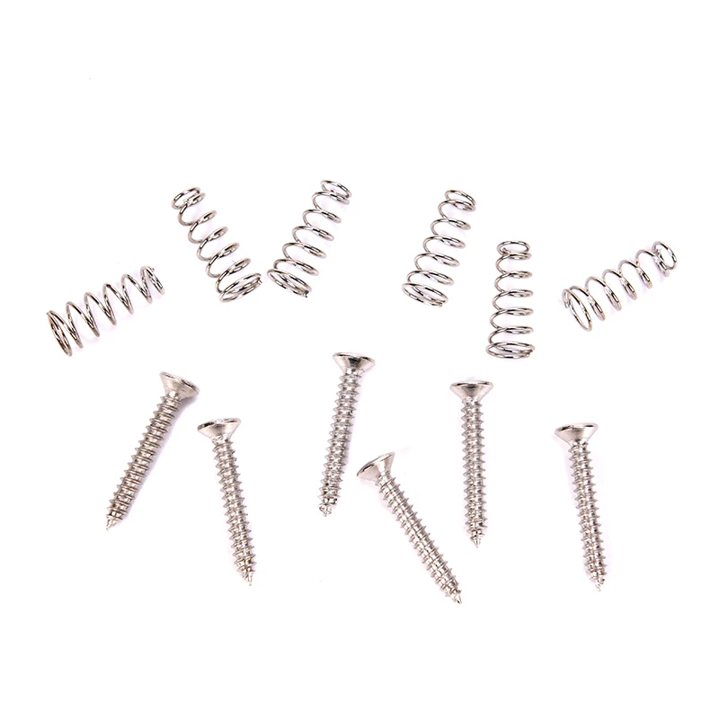 6Pcs Screws + 6Pcs Spring Electric Guitar Single Coil Pickup Screw Plus Pagoda Spring Pickup Height Adjustment Screw Tip