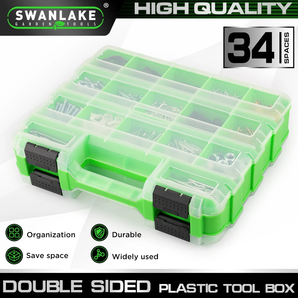 SWANLAKE boîte à outils en plastique Double face panneau de séparation détachable épaissi Durable boîte de rangement de pièces multifonctions 34 espaces