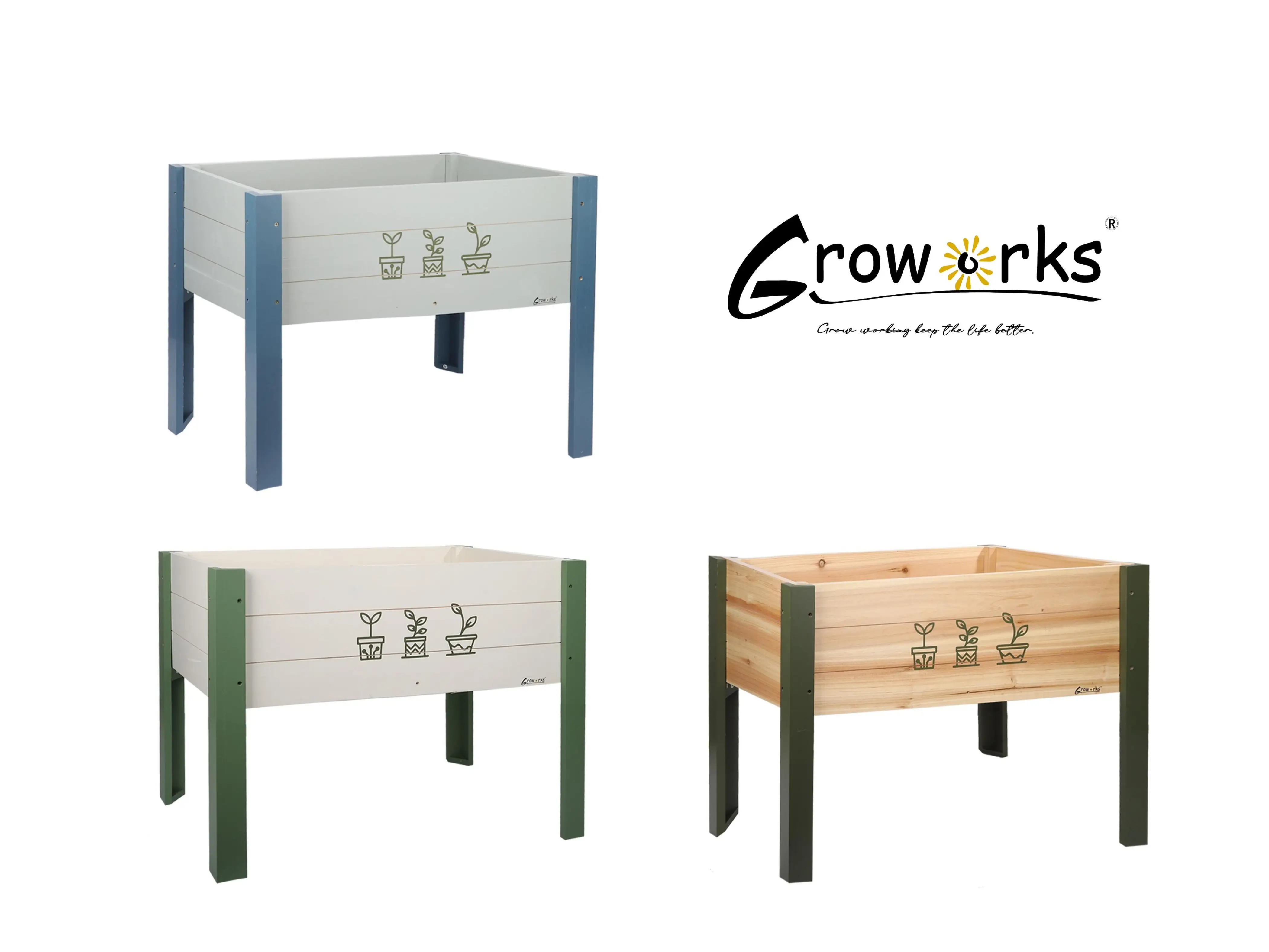 Groworks 1pc Raised Garden Bed with Long Feet,Elevated Wooden Planter Box,30L x 17.7W x23.8H,Outdoor Gardening Planting Bed to G