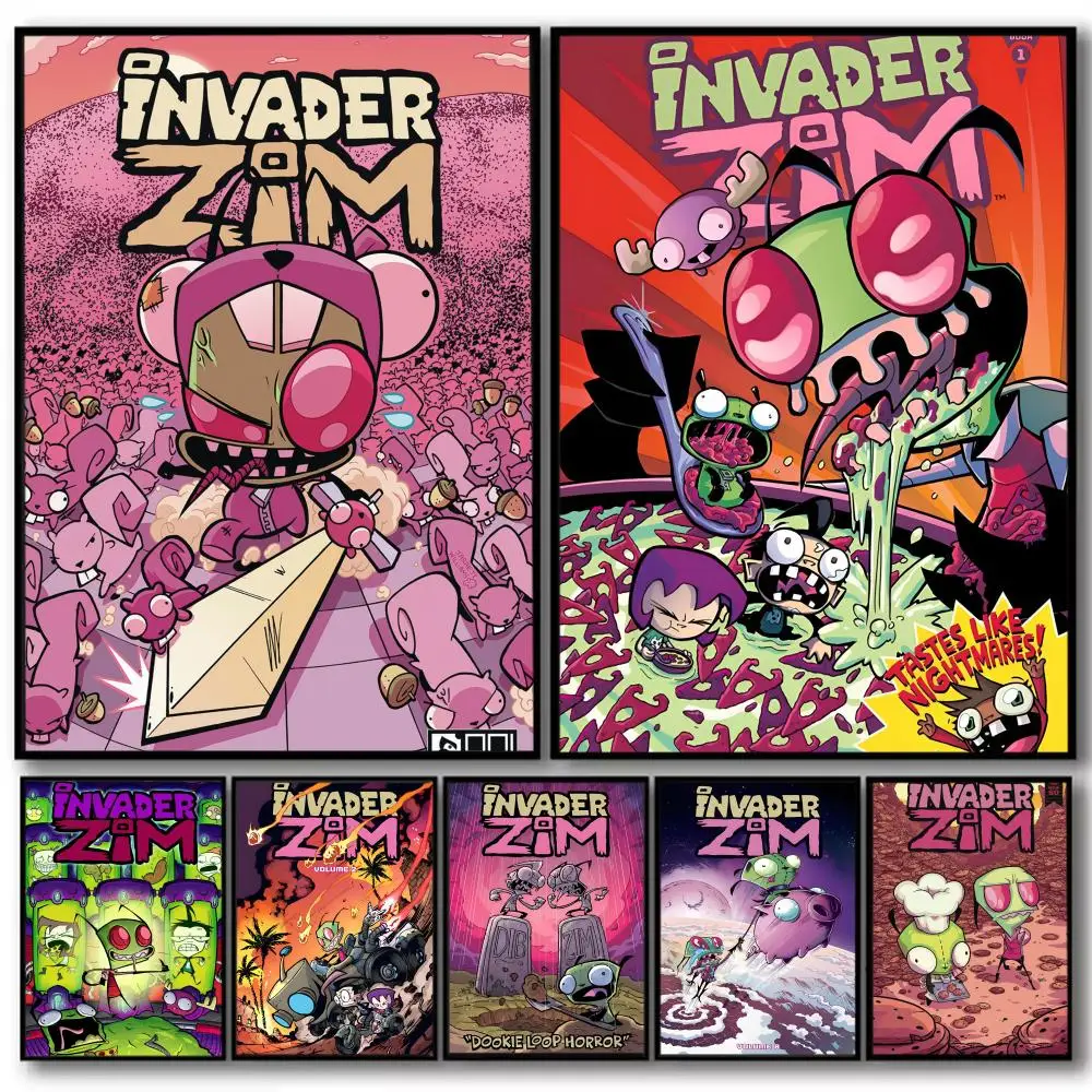 I-invader Zim – peinture calligraphique sur toile de coton, affiche d'art mural, peinture décorative de qualité pour décoration de salon et de maison