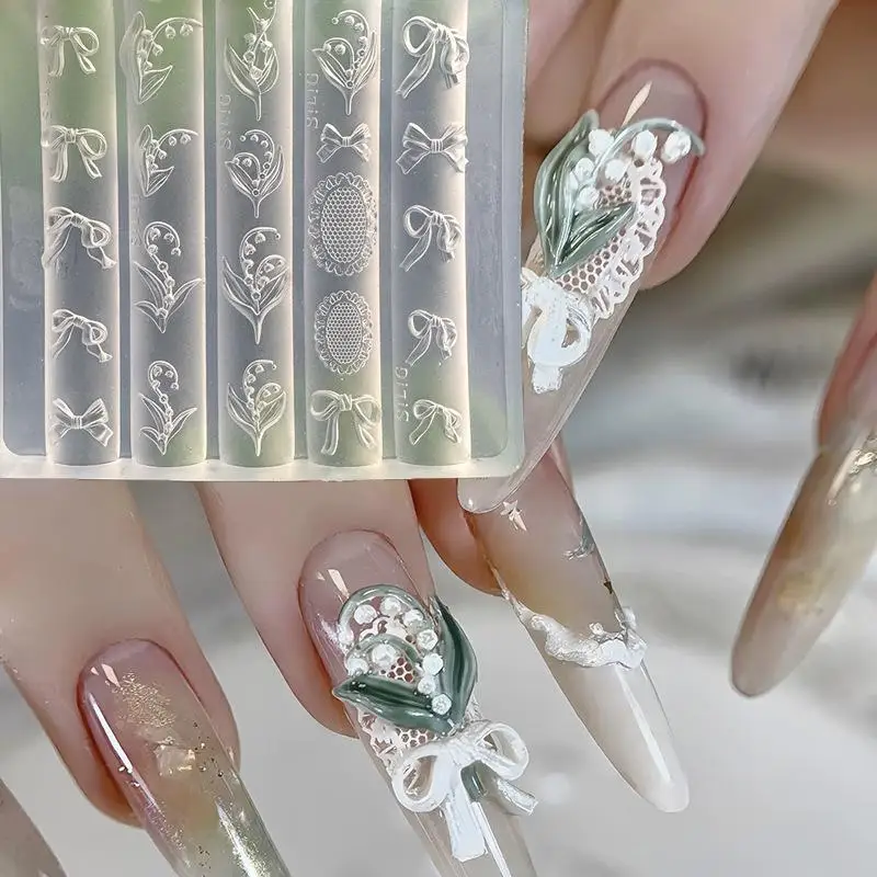 Silikon 3D Schleifenblumen Nagelkunst-Schablonen Langlebige Wiederverwendbare DIY Maniküre-Formen für Nagelkunst-Liebhaber Geburtstagsgeschenk – Detail 4