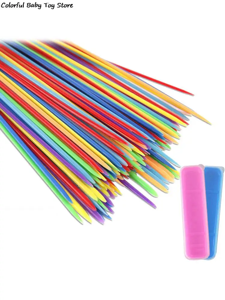 30PCS Baby Children Educational Colorful Plastic Traditional Mikado Spiel Pick Up Sticks With Box Game Kids Gifts