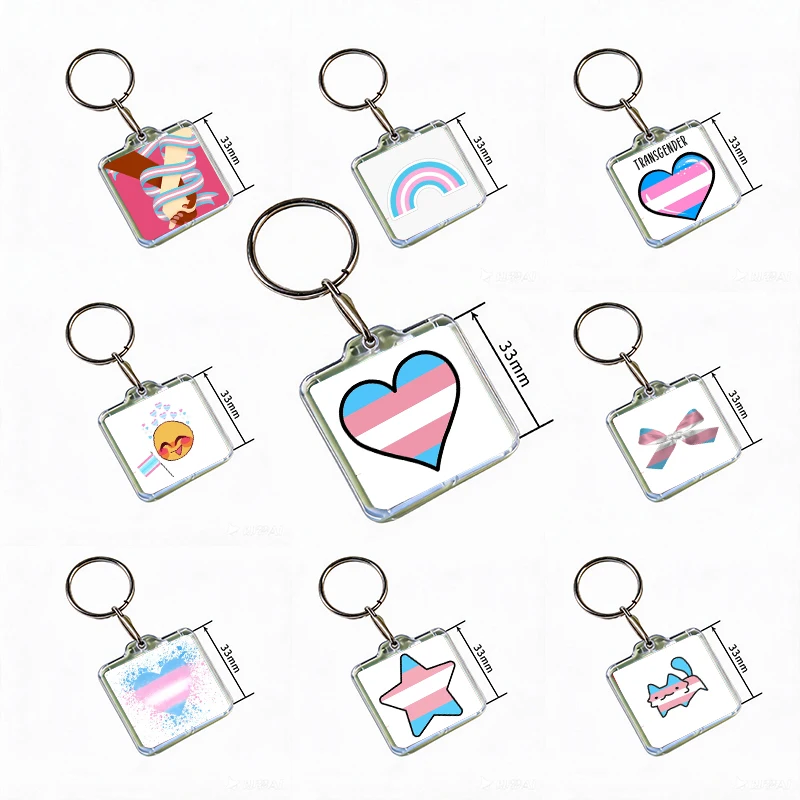 LGBT Transgender Pride Flag  Acrylic Keychain Handmade Hanging for Clothes Backpack Decoration Accessories Gifts with Friends