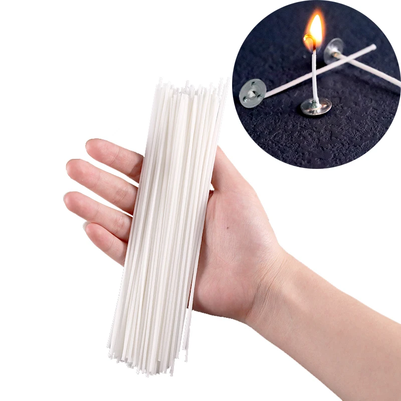 100Pcs /set Waxed Cotton Candle Wicks Set Smokeless Wax Core DIY Soy Wax Core Woven Kerosene Lamp Candles Making Supplies