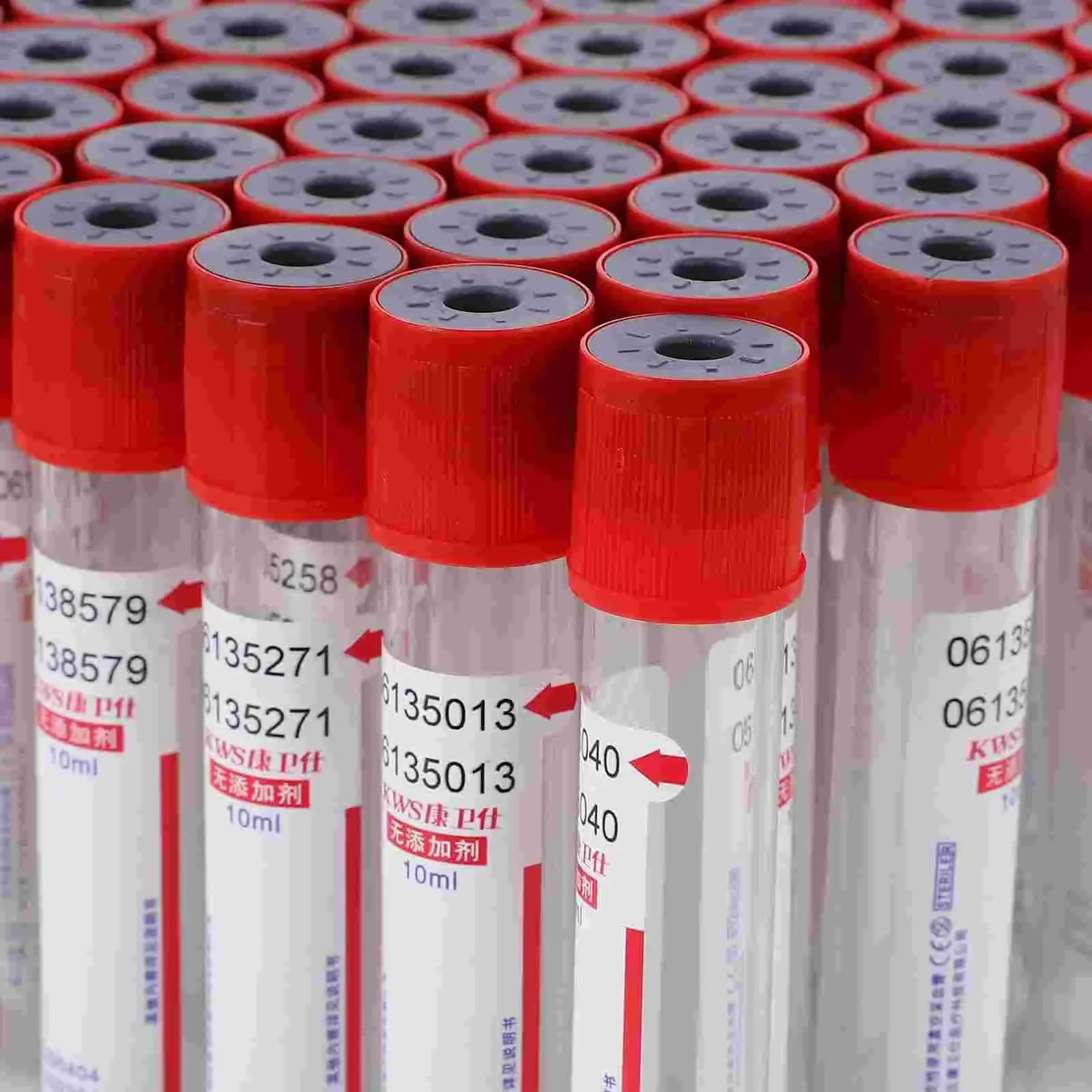 100 Pcs 10ml Blood Collection Tube Test Tubes Lids Glass Disposable Vacuum Red Collector Glue Head Experiment Cover