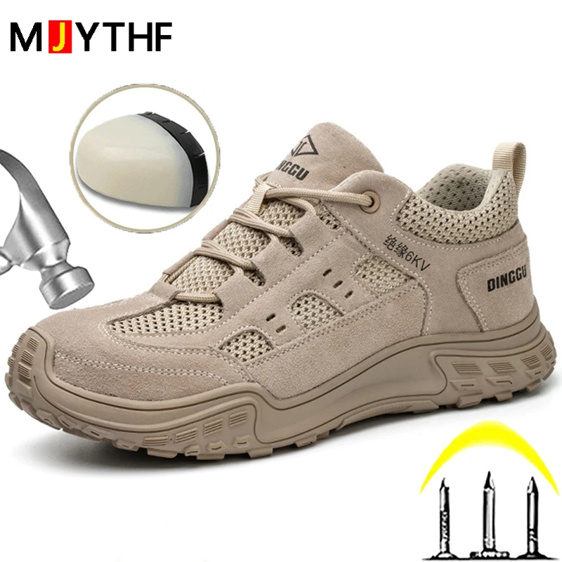 Safety Shoes Men 6KV Insulating Shoes Anti Scald Welding Shoes Puncture-Proof Indestructible Shoes Work Sneakers Breathable Mesh