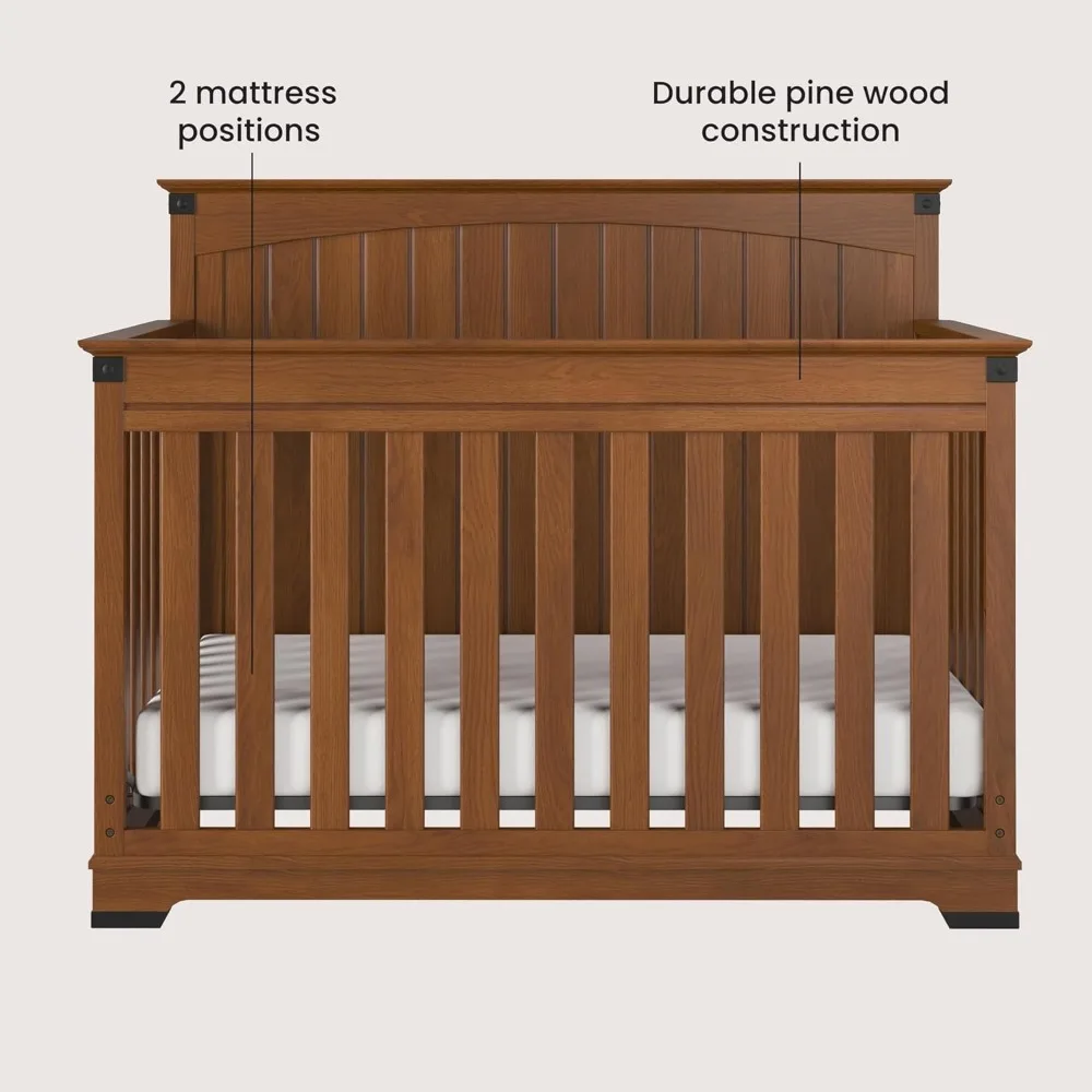 Child Craft Redmond Full Panel 4-in-1 Convertible Crib, Baby Crib Converts To Day Bed, Toddler Bed and Full Size Bed