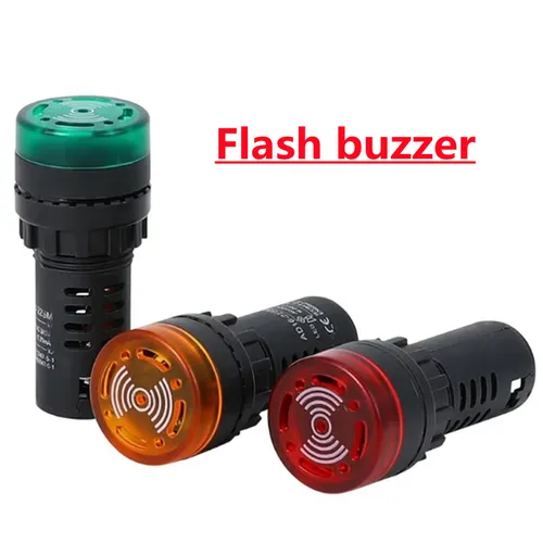 AD16-22SM 22mm de diámetro del Panel AC 12V 24V 110V 220V luz de señal de Flash LED rojo zumbador activo pitido indicador de alarma verde amarillo