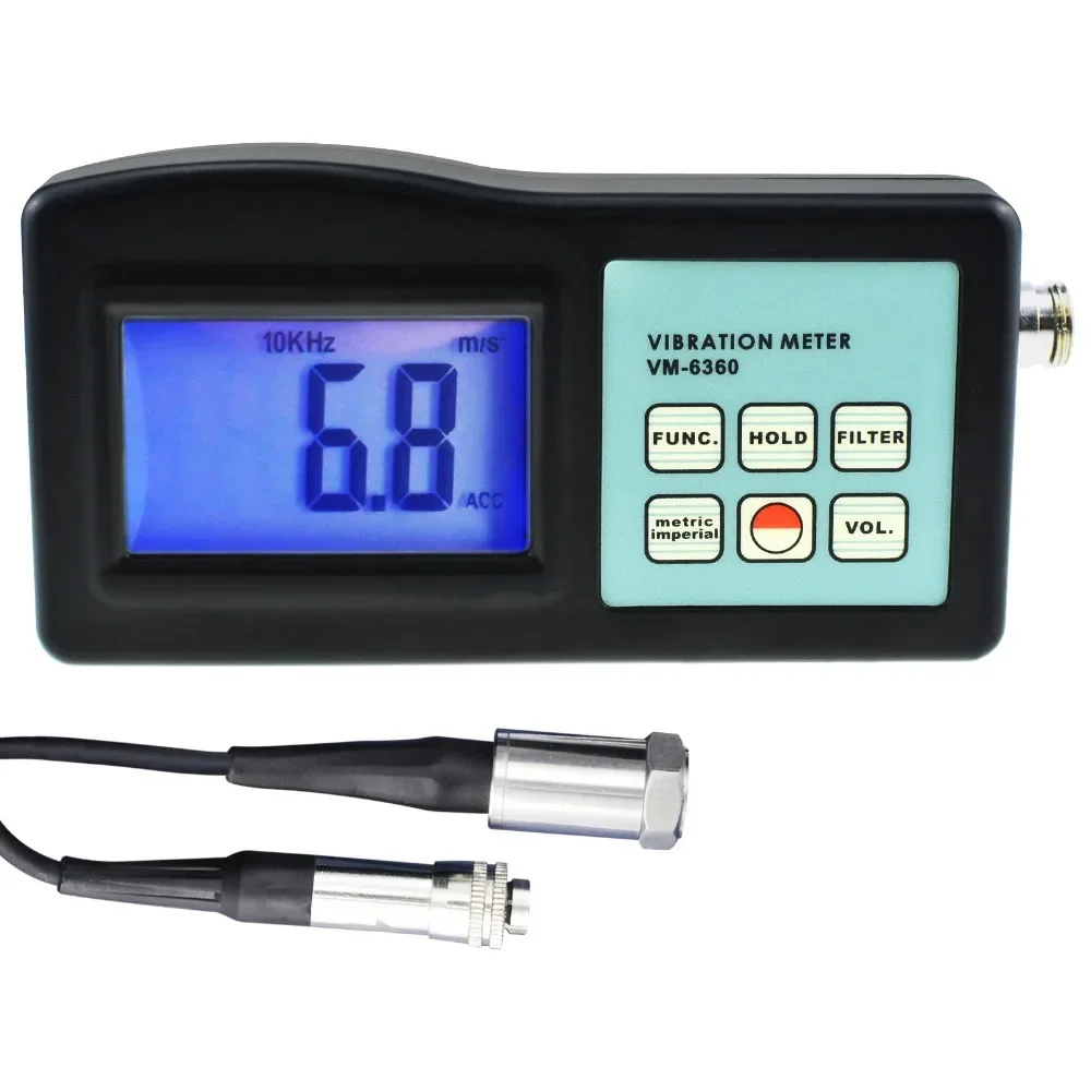 Digital Vibration Meter Vibrometer Gauge Tester Analyzer 10Hz-10kHz Measures Acceleration Velocity Displacement RPM Frequency