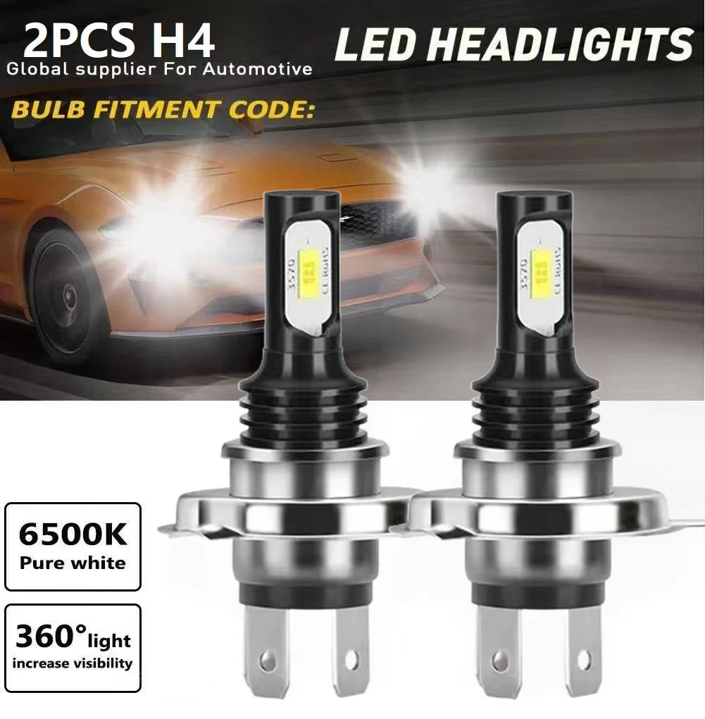 

2PCS H4 9003 LED Headlight Bulb Kit High and Low Beam 160W 40000LM Super White 6000K