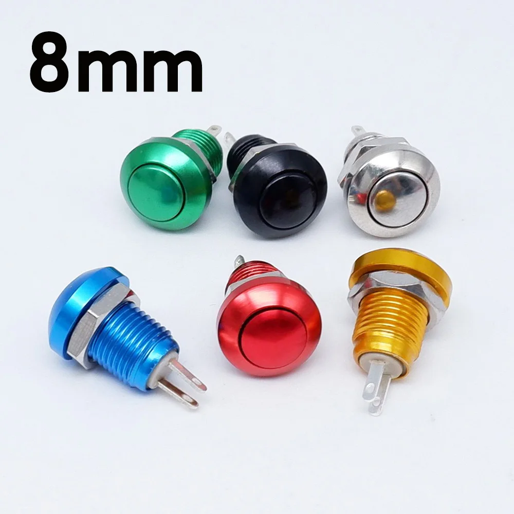 

8mm Push Button Switch Momentary Self-reset Metal Horn Doorbell Bell Mini Car Auto Engine PC Power Start Stop Red Green Blue 1N