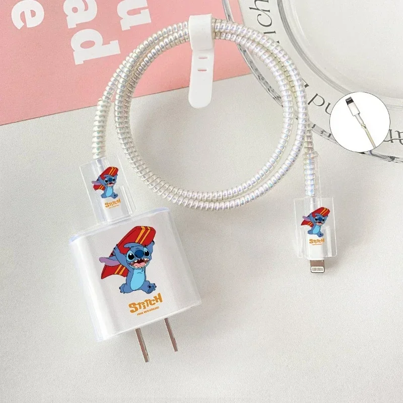 Disney Stitch Suitable for IPhone 18/20w Cute Charger Protective Cover Cartoon Anime Stitch Cable Winder Charger Accessories