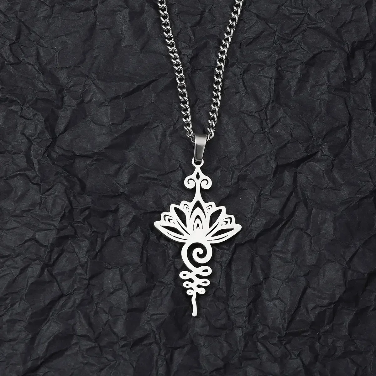 Hip Hop Unicon Blade Crocodile Stainless Steel Chain Yoga Lotus Cross Sun Eye Kite Pendant  Necklace Street Punk  Male Jewelry