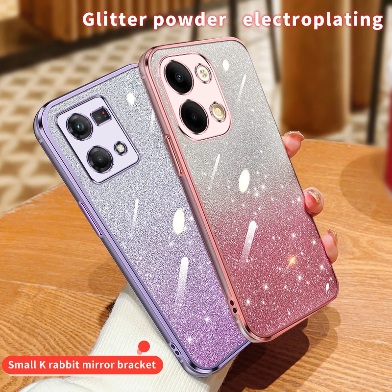 Reno 7 8 9 Luxury Glitter Plating Case On For Oppo Reno 7 8T 4G 5G Reno 8 9 7 Pro Plus Reno 8T Clear Cover Reno7pro Reno8 reno9