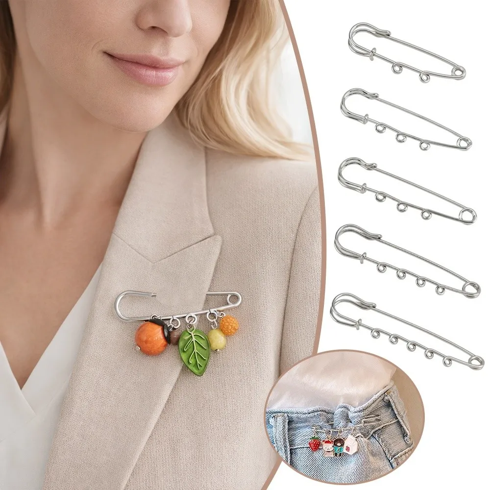 Silver Safety Brooch Pins DIY Charms Multi Holes Connectors Brooch With Holes Findings Accessories Brooches Dress Decoration view 5