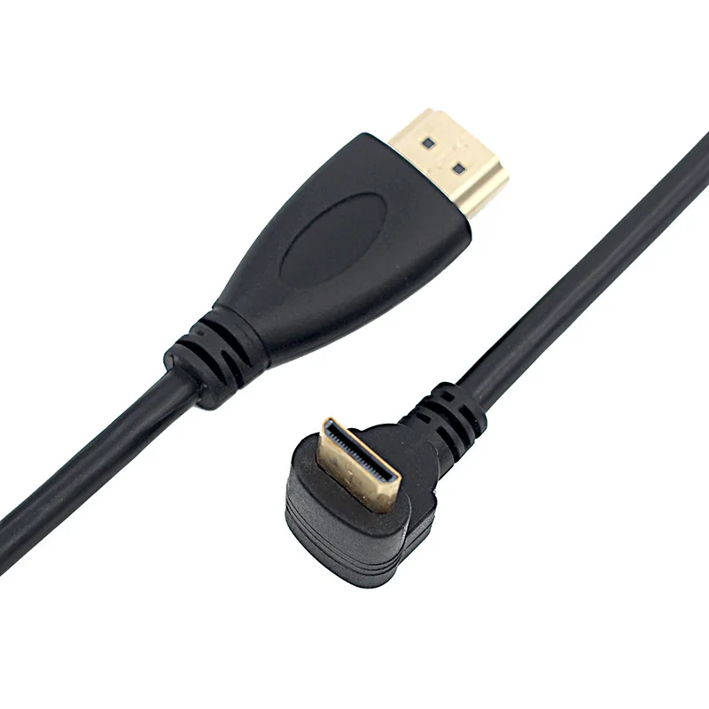 0.5M 90 stopni w górę w dół kąt prosty Mini HDMI-kompatybilny z HDTV męskim złączem M/M V1.4 do kamera wideo DSLR monitora LCD