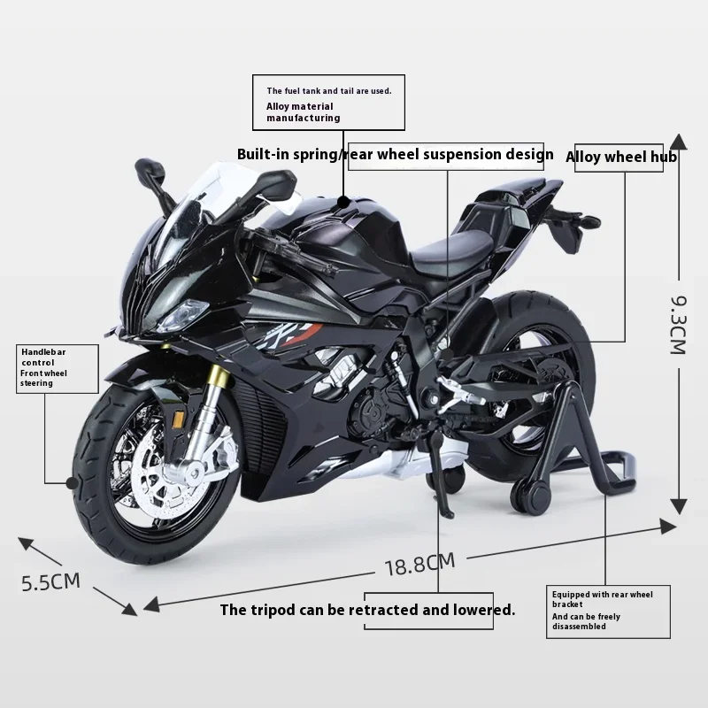 1:12 BMW RRS1000 Alloy Diecast Motorcycle Model Collect Hobbies Simulation Racing Model Super Sport Miniature Collection Gifts