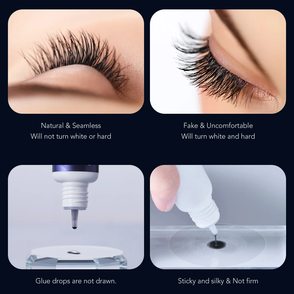 Gollee 3pcs 1-2s Drying Lash Adhesive Thin Fast Glue Eyelashes Extensions 6-8 Weeks Strong Waterproof Lash Professional Grafting