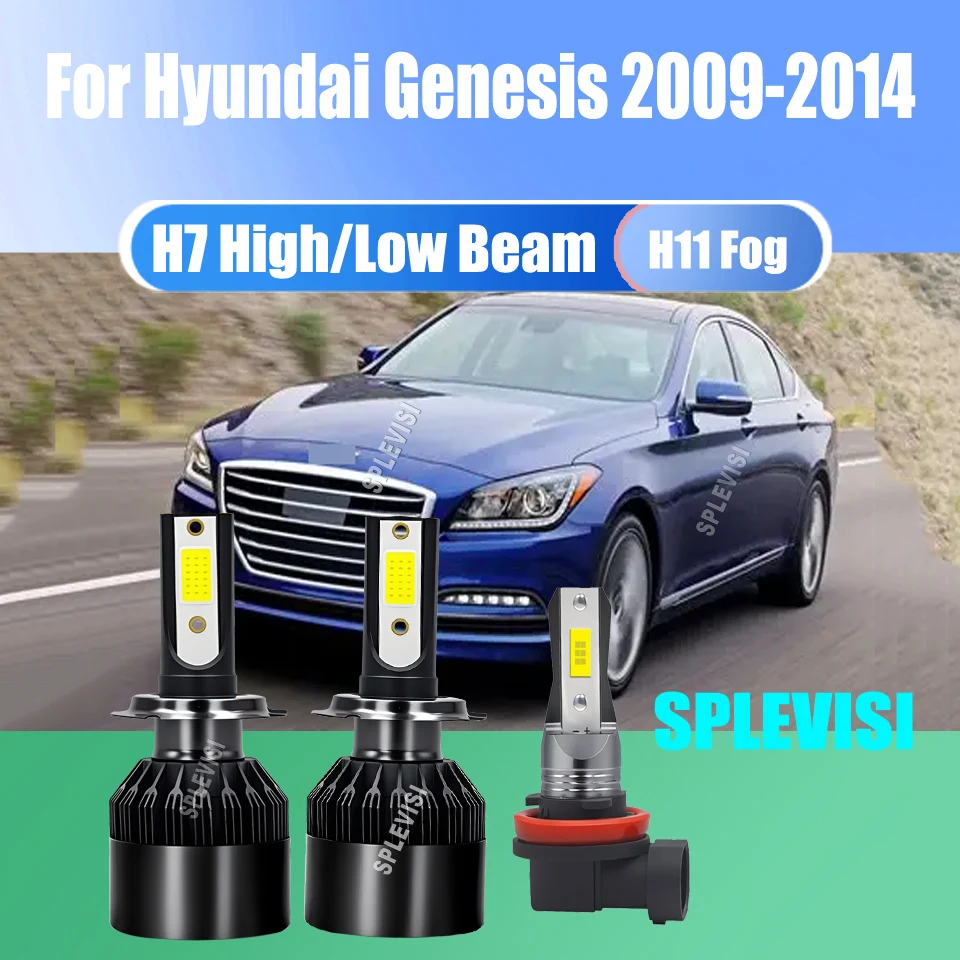 

12-24v LED Headlight Fog 6000K White Conversion Kit - H7 477 499 H11 For Hyundai Genesis 2009 2010 2011 2012 2013 2014