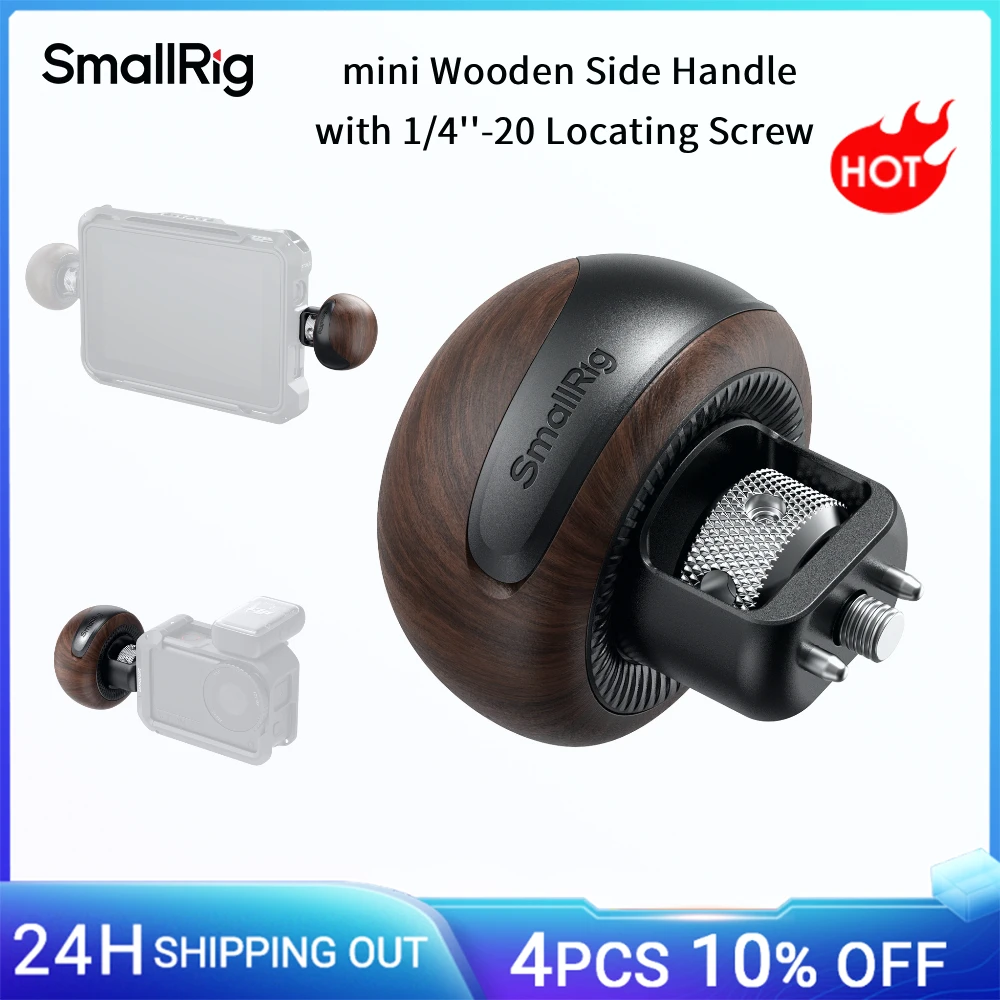 Image of SmallRig Mini-Holzseitengriff mit 1/4''-20 Positionierungsschraube für Käfige und Montageplatten für horizontale und vertikale Aufnahmen -5926