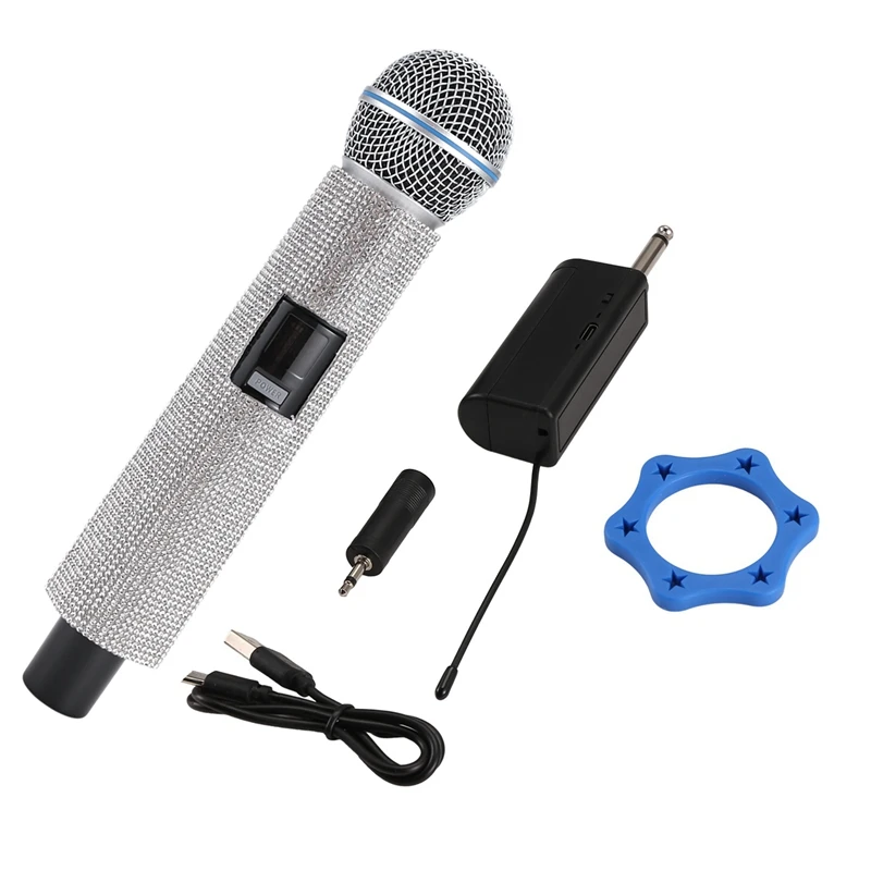 Micrófono dinámico de mano inalámbrico, micrófono de Karaoke con receptor recargable para discoteca de boda, Club de Iglesia