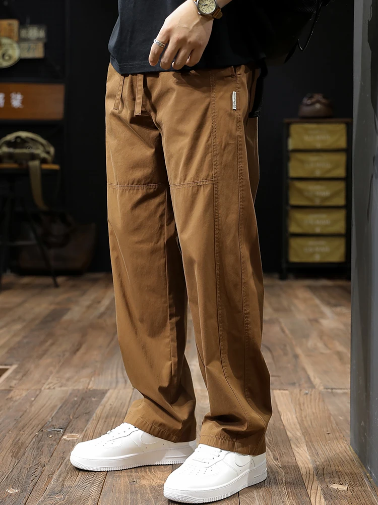 

American Sle Casual Work Pants Loose Fit Thin Men's Summer New 2025 Faionable Loose Straight Leg Large Size Cotton Trousers